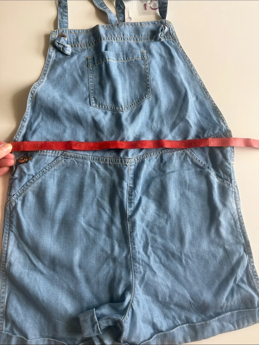 Matilda Jane (435) Light Blue Denim Chambray Overall Shorts Sz 12 NWT - Picture 7 of 11